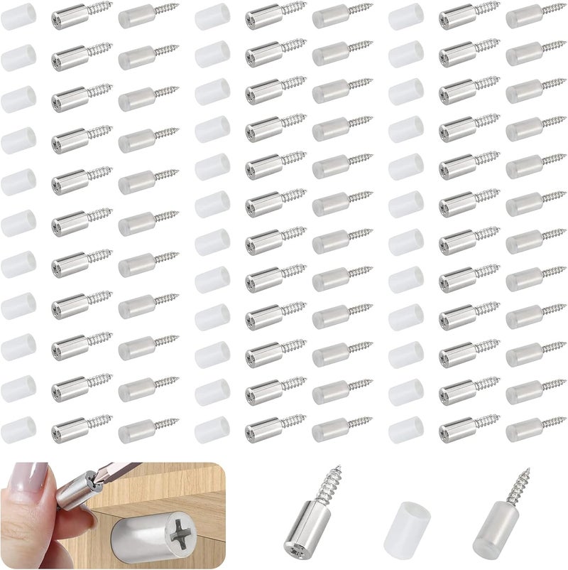 Iffitya 70 Pcs Self Tapping Screws Cabinet Laminate Support, Shelf Pins with Non-Slip Sleeve, Cabinet Shelf Pegs for Kitchen Utensils, Bookcases and Wardrobes, Fixed Support Self - Tapping Cross Screw - Image 1